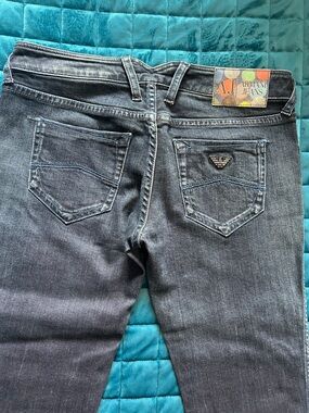 Armani Classic Women's Dark Wash Low Rise Straight Jeans - Black